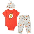 thumbnail image 1 of DC Comics Justice League The Flash Newborn Baby Boys Bodysuit Pants and Hat 3 Piece Outfit Set Newborn to Infant, 1 of 5