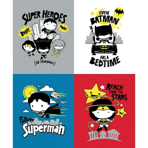 DC Comics Justice League Tiny Superhero Multicolor 100% Cotton Fabric Sold by the Panel