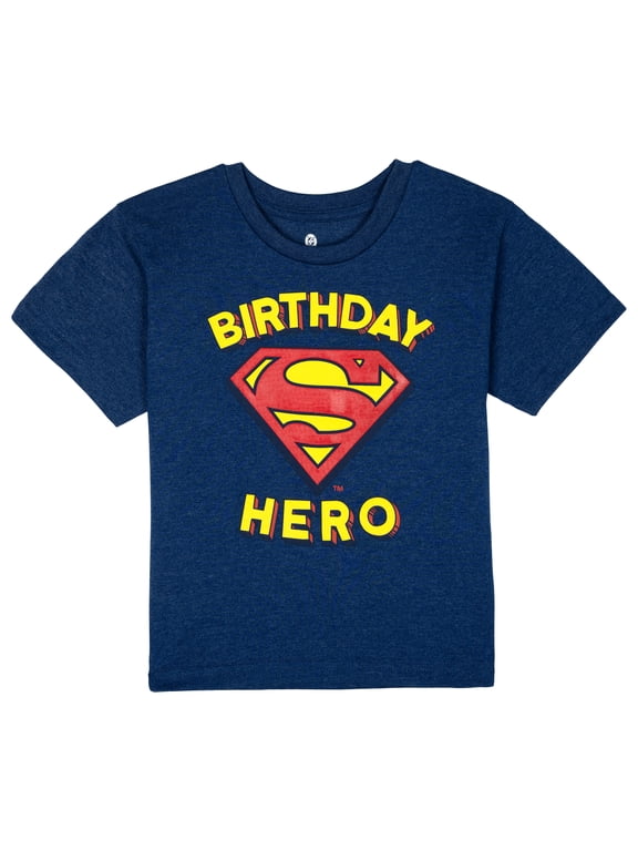 Justice League Toddler Boys' Short Sleeve T-Shirt Navy Superman Birthday