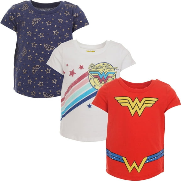 DC Comics Justice League Wonder Woman 3 Pack T-Shirts Toddler to Big Kid