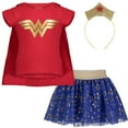 thumbnail image 1 of DC Comics Justice League Wonder Woman Big Girls Costume T-Shirt Tulle Skirt Headband and Cape 4 Piece Set Toddler to Big Kid, 1 of 5
