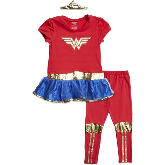 Justice League Wonder Woman by DC Comics Elastic Waistband Solid Outfit Sets (Girls)