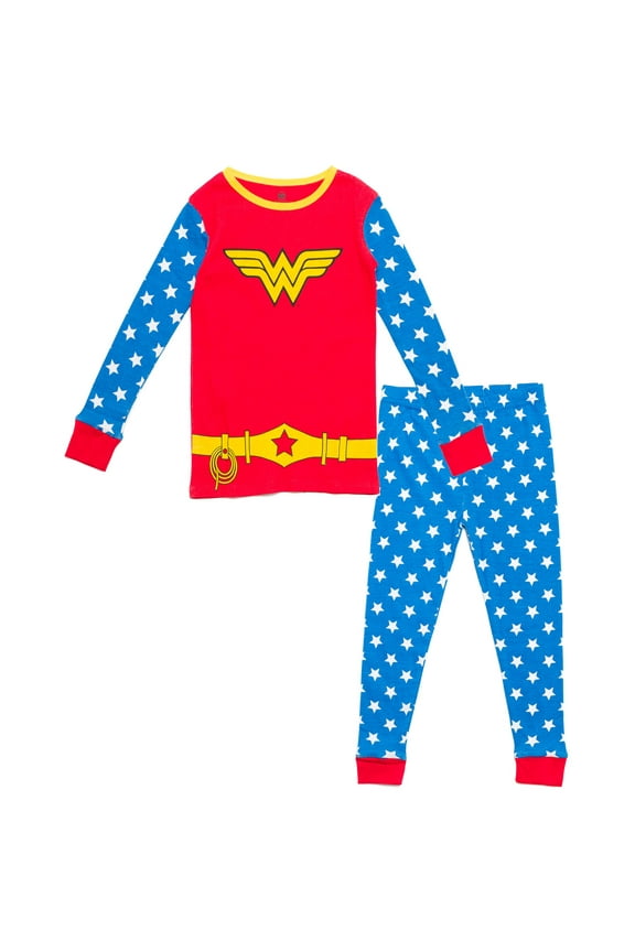 Justice League Wonder Woman Little Girls Pajama Shirt Pants blue / Red 6