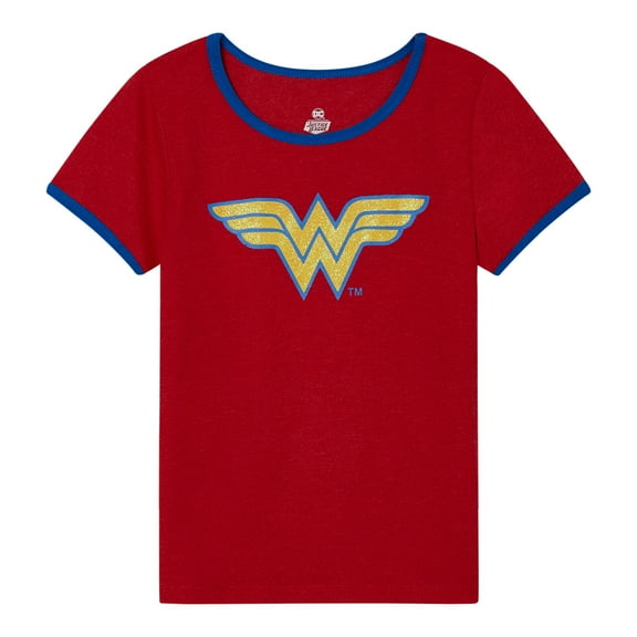 DC Comics Justice League Wonder Woman Ringer T-Shirt Logo Toddler to Big Kid