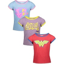 DC Comics Justice League Wonder Woman Super Girl Batgirl Big Girls 3 Pack T-Shirts Toddler to Big Kid