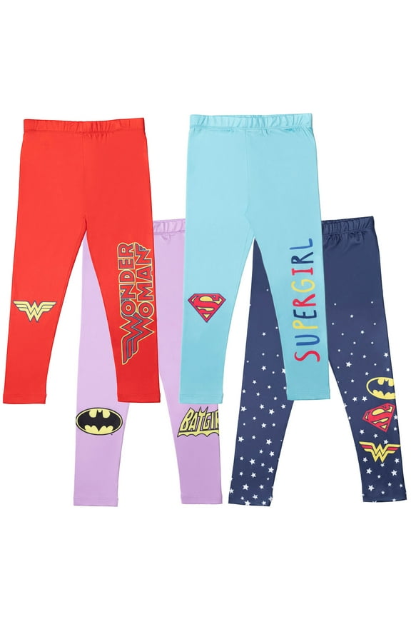 Justice League Wonder Woman Supergirl Batgirl Toddler Girls 4 Pack Pants Toddler to Big Kid