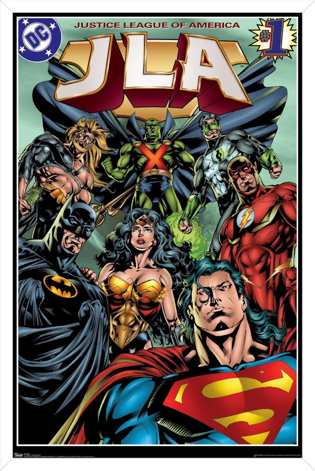 DC Comics - Justice League of America - JLA Wall Poster, 14.725" x 22.375", Framed