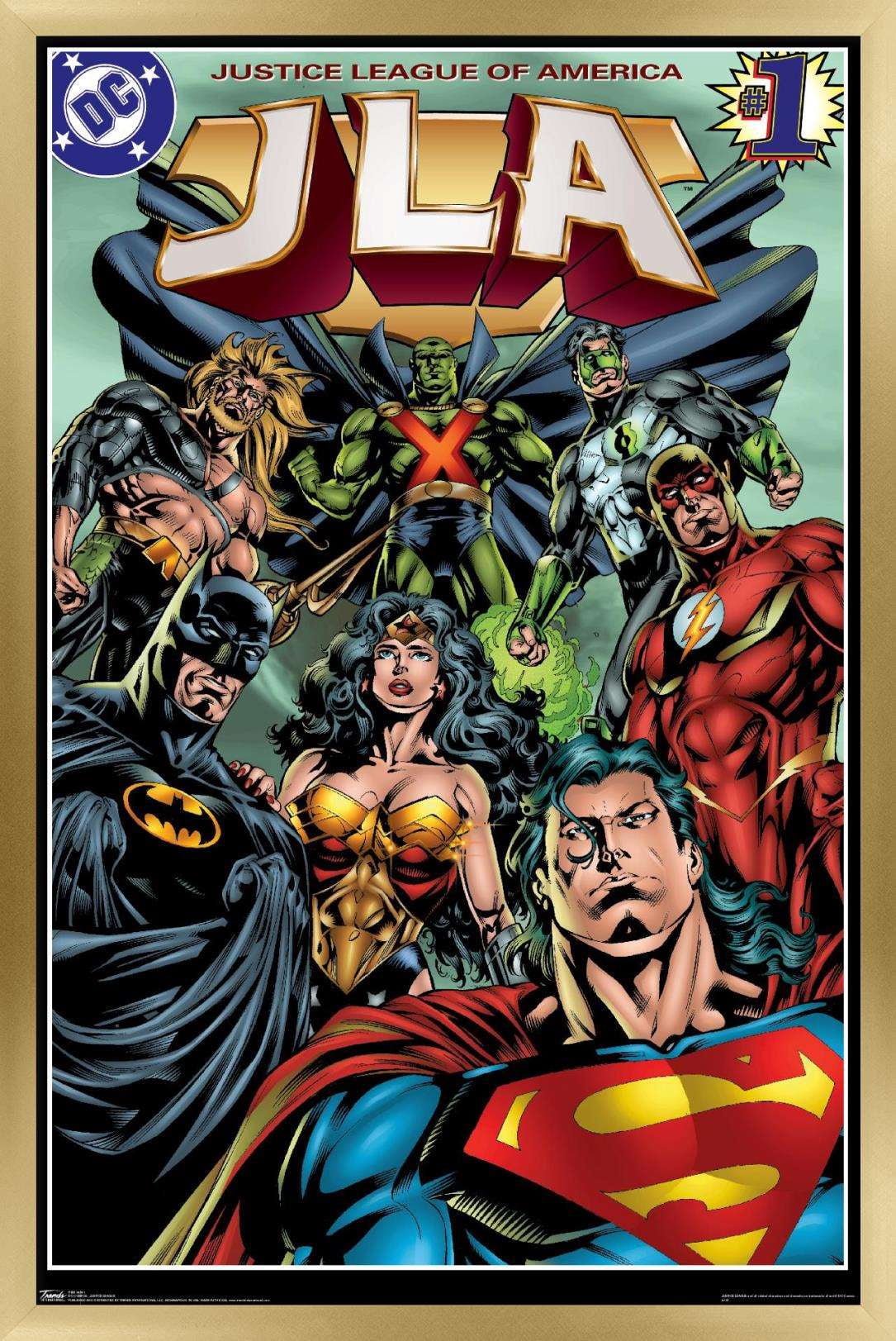 DC Comics - Justice League of America - JLA Wall Poster, 14.725" x 22.375", Framed
