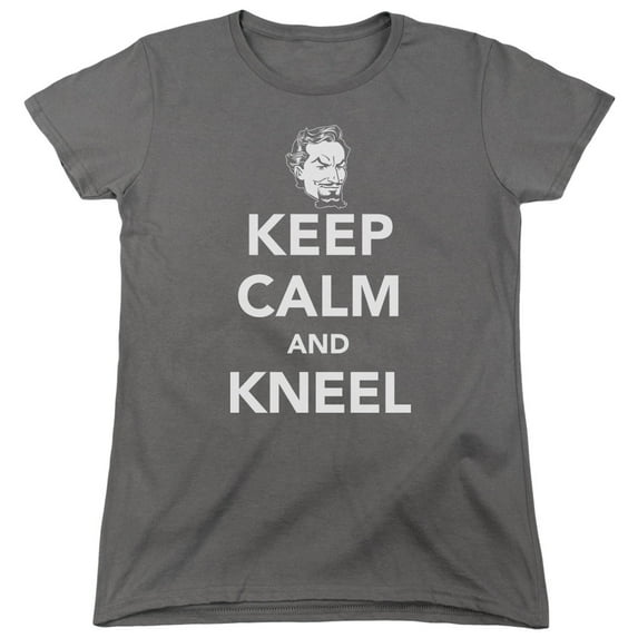 DC Comics Keep Calm And Kneel S/S Women's T-Shirt Charcoal