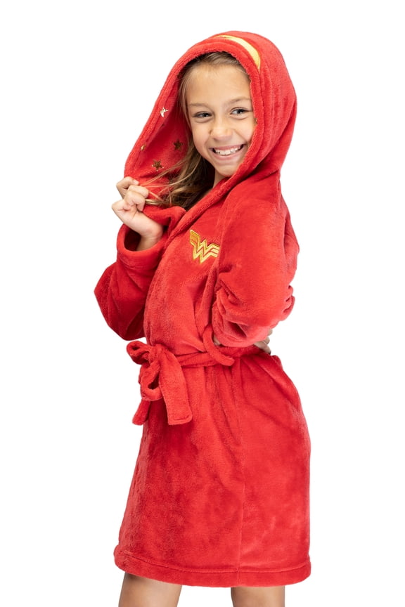DC Comics Kids' Superhero Fleece Hooded Robe Character Bathrobe Lounge