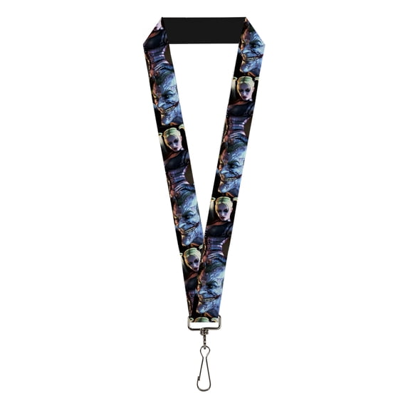 DC Comics Lanyard, Arkham City Harley Quinn Pose Joker Face, Elastic