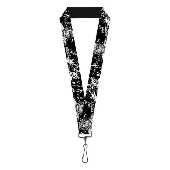 DC Comics Lanyard, Batman The Dark Knight and Joker Smiling Close Up Black, Elastic