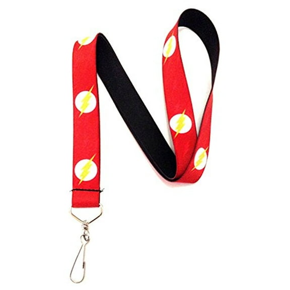 DC Comics Lanyard, The Flash Logo6 Logo Monogram Reds White Yellow, Elastic