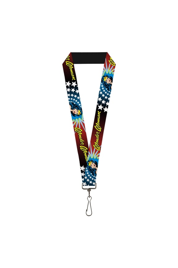 DC Comics Lanyard, Wonder Woman Face Stars, Elastic