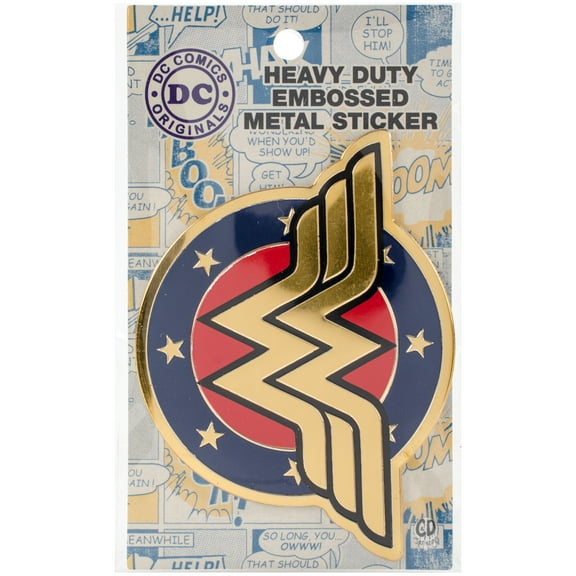 DC Comics Licensed Heavy Duty Embossed Metal Sticker-Colored Wonder Woman Shield 2.5"X3.5"