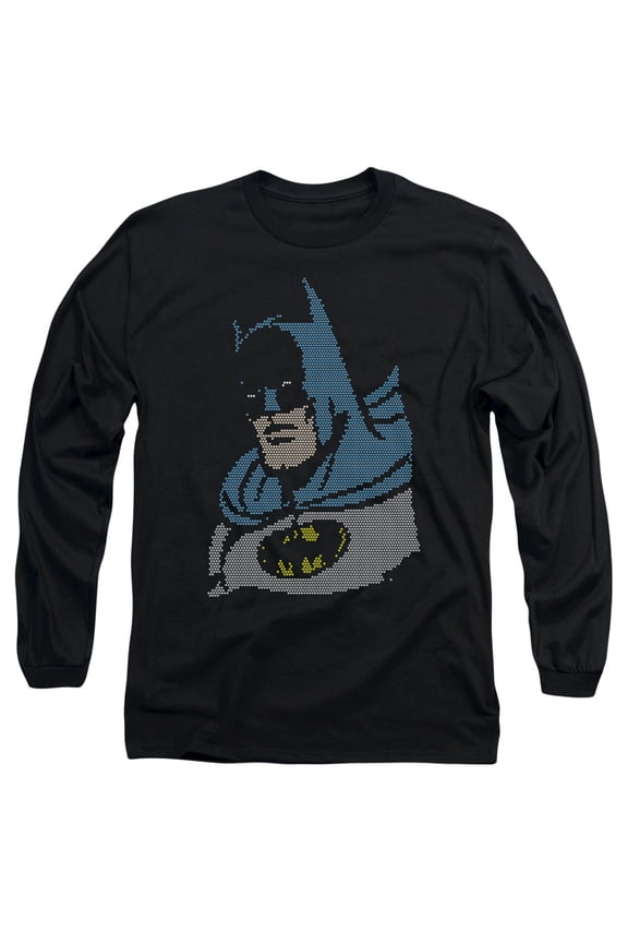DC Comics Lite Brite Batman Long Sleeve Adult 18/1 T-Shirt Black