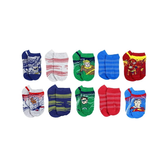 DC Comics Little Boys' Justice League 10 Pack Socks (Shoe Size 10-4)