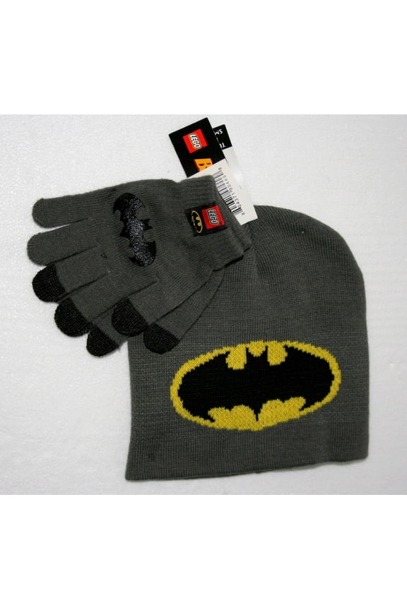 DC Comics Little Boys' Lego Batman Intarsia Hat And Glove Set, Charcoal Gray,...