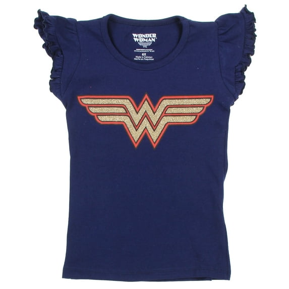 DC Comics Little Girls' Toddler Wonder Woman Glitter Logo Tee