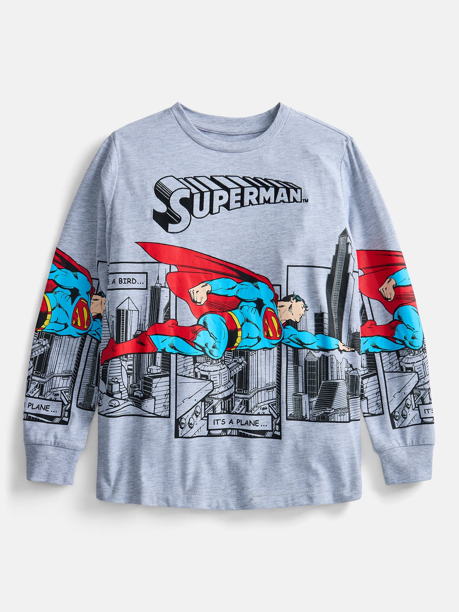 DC Comics Superman Boys Long Sleeve T-Shirt, Sizes XS 4/5-XXL 18/20