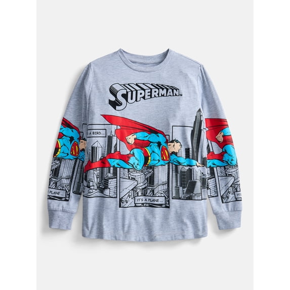 DC Comics Superman Boys Long Sleeve T-Shirt, Sizes XS 4/5-XXL 18/20