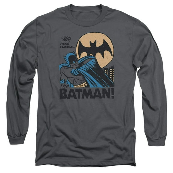 DC Comics Look Out-Long Sleeve Adult 18/1 Charcoal