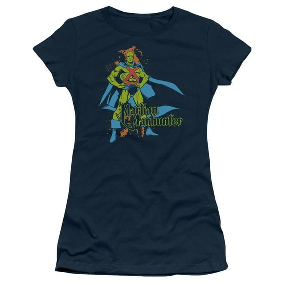 DC Comics Martian Manhunter S/S Junior Women's T-Shirt Sheer Navy