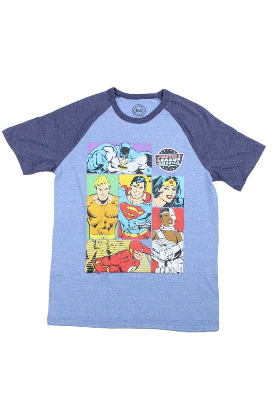 DC Comics Men's America Short Sleeve Graphic Raglan