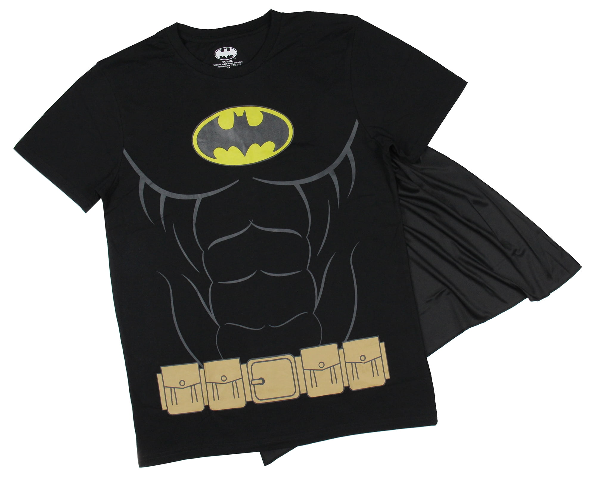 DC Comics Men's Batman Costume Shirt With Detachable Cape Classic Bat