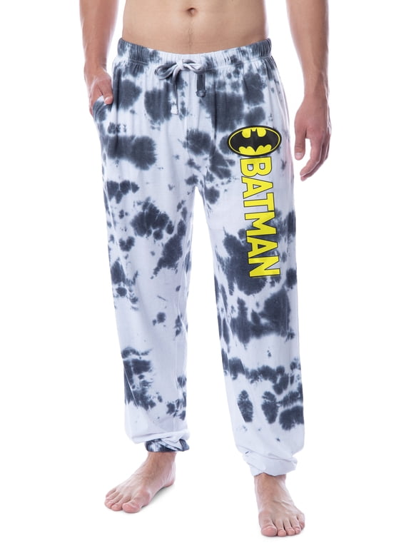 DC Comics Men's Batman Granite Tie Dye Bat Logo Sleep Jogger Pajama Pants