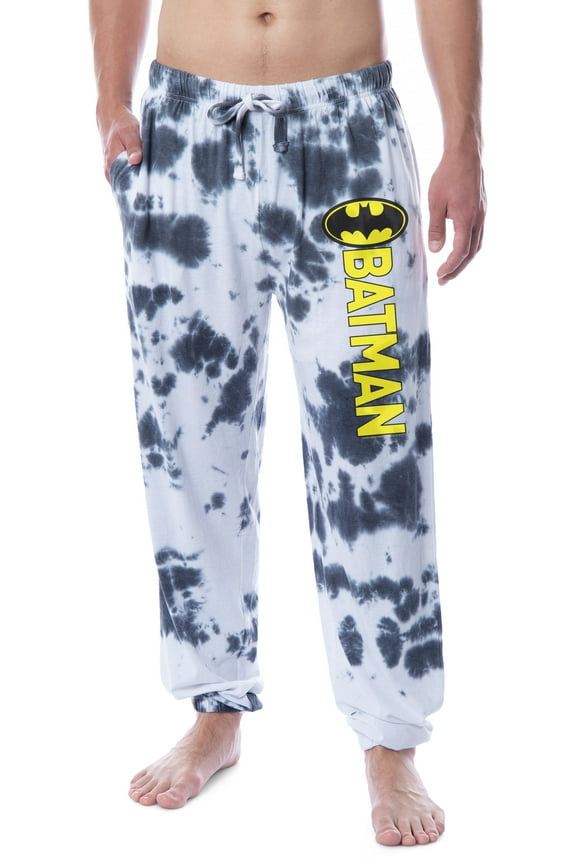 DC Comics Men's Batman Granite Tie Dye Bat Logo Sleep Jogger Pajama Pants