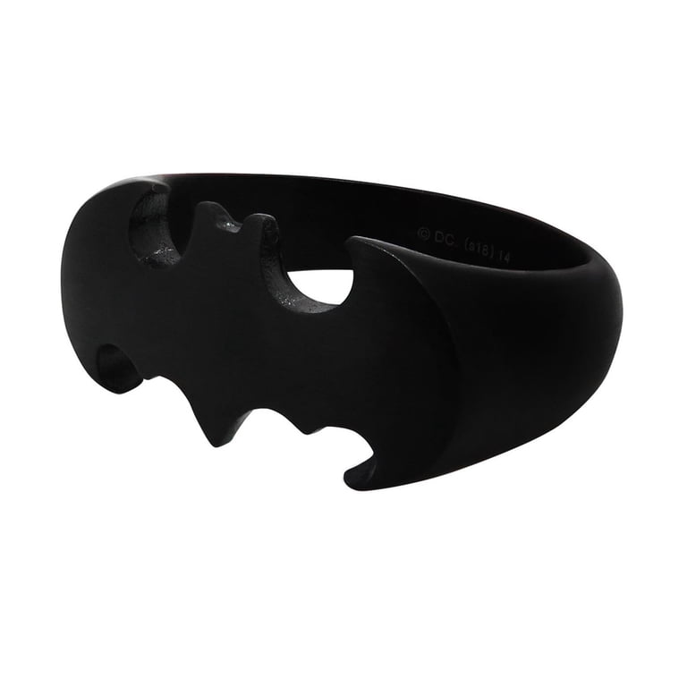 DC Comics Men's Batman Silhouette Black Stainless Steel Ring 11