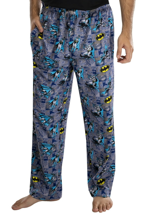 DC Comics Mens' Classic Batman Comic All-Over Print Loungewear Sleep Pajama Pants
