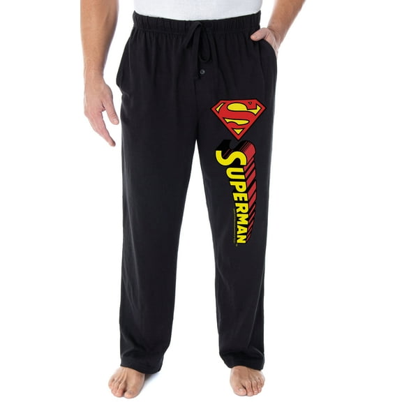 DC Comics Men's Classic Superman S Symbol And Script Loungewear Pajama Pants