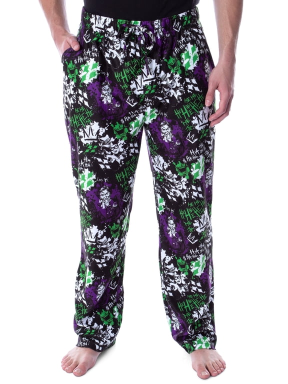 DC Comics Men's Classic The Joker And Harley Quinn Batman Villain Lounge Pajama Pants
