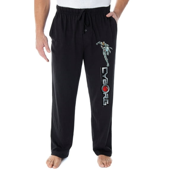 DC Comics Men's Cyborg Character And Logo Loungewear Sleep Pajama Pants