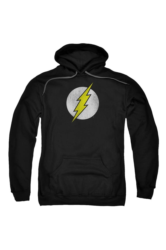 DC Comics Men's  Flash Logo Distressed Hooded Sweatshirt Black
