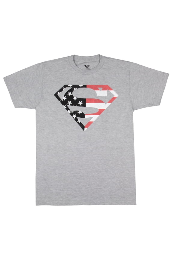 DC Comics Men's Superman Stars And Stripes Filled S Shield Logo Adult Patriotic T-Shirt