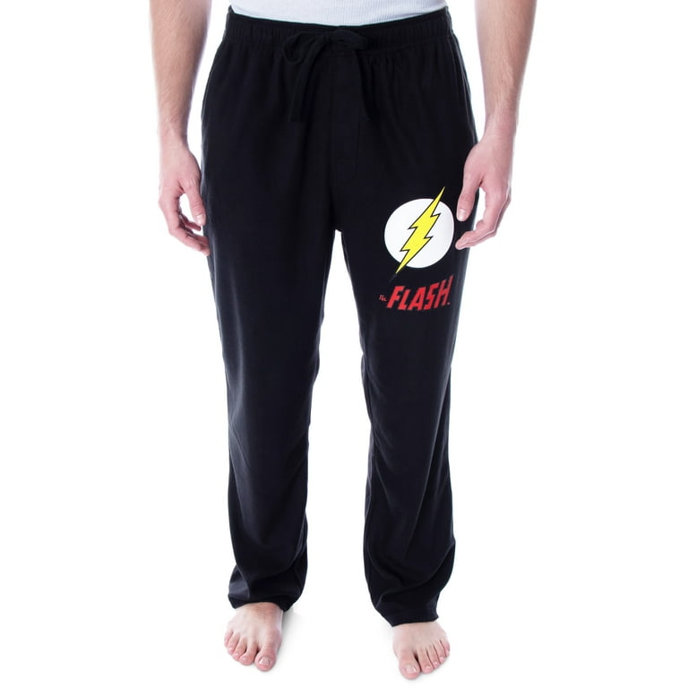 DC Comics Men's The Flash Classic Logo Loungewear Sleep Pajama Pants (MD,  BLK) 