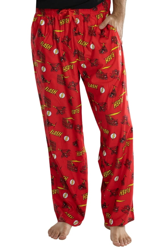 DC Comics Men's The Flash Comic Scarlet Speedster All-Over Print Lounge Sleep Pajama Pants