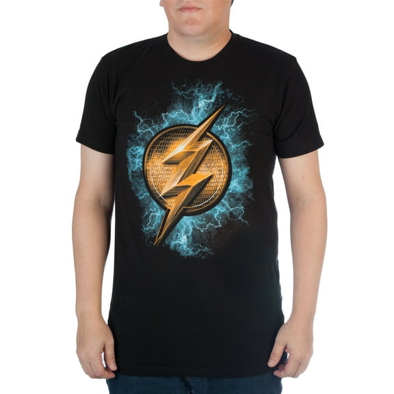 DC Comics Men's The Flash Emblem and Lightening Graphic Tee