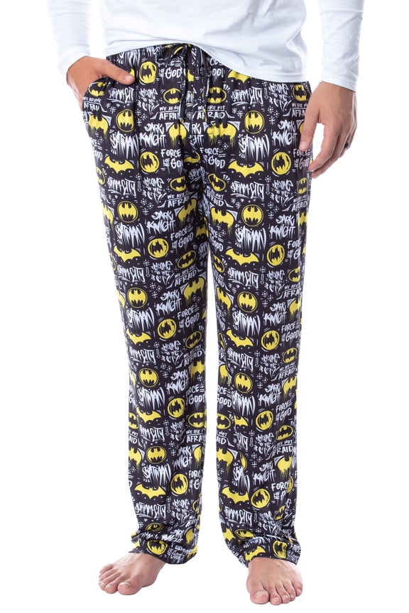 DC Comics Mens' Batman Dark Knight We Are Not Afraid All-Over Graphic Print Sleep Lounge Pajama Pants