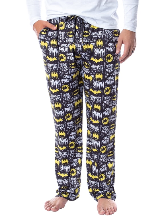 DC Comics Mens' Batman Dark Knight We Are Not Afraid All-Over Graphic Print Sleep Lounge Pajama Pants