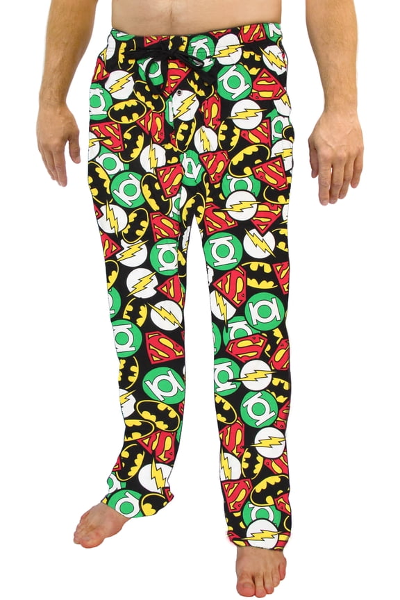DC Comics Mens Black Justice League Unlimited Lounge Pants Pajama Bottoms S