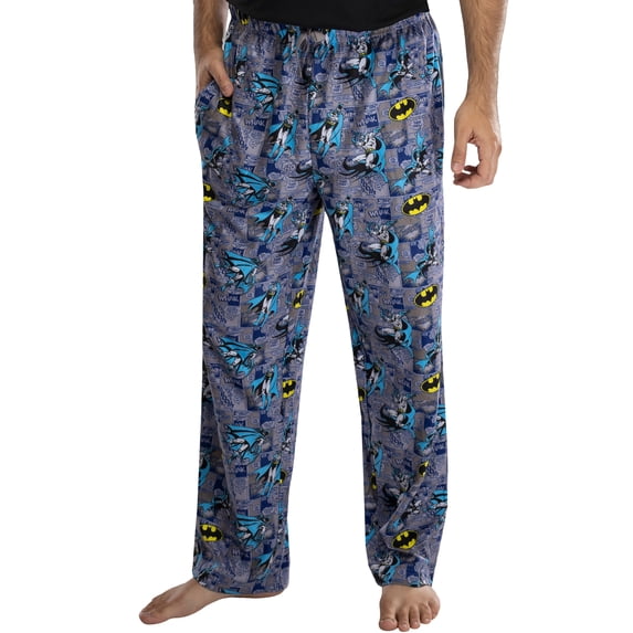 DC Comics Mens' Classic Batman Comic All-Over Print Loungewear Sleep Pajama Pants