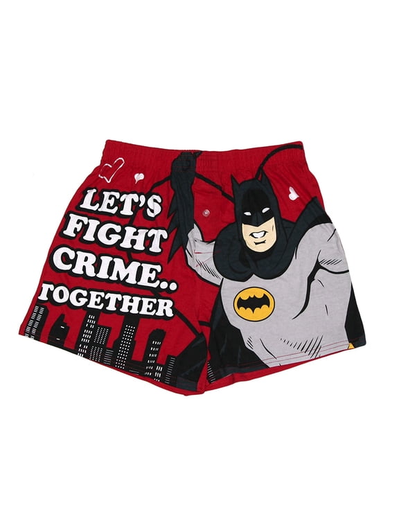 DC Comics Mens DC Comics Batman Fight Crime Together Boxer Shorts (Medium)