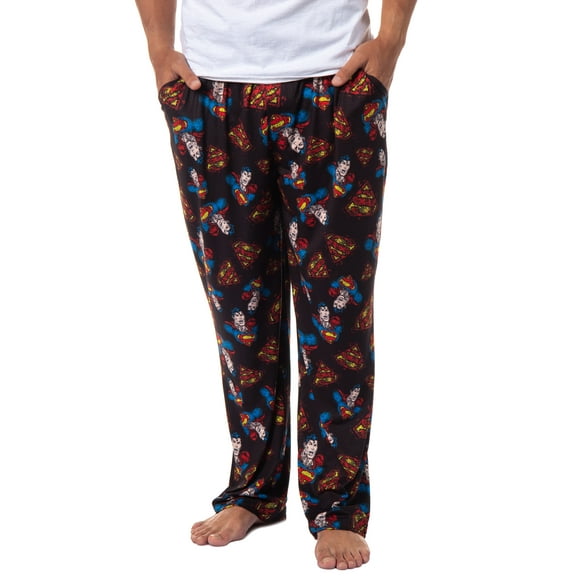 DC Comics Mens' Distressed Classic Superman All Over Pajama Sleep Pants