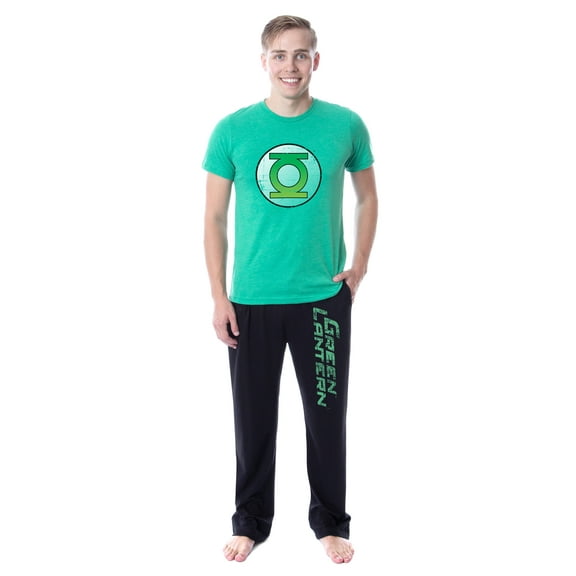 DC Comics Mens' Green Lantern Logo Character Distressed Sleep Pajama Set