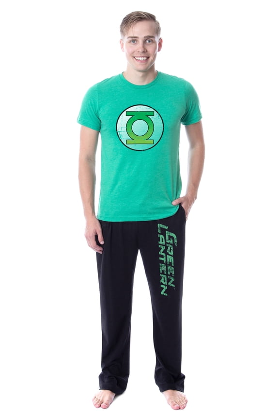 DC Comics Mens' Green Lantern Logo Character Distressed Sleep Pajama Set