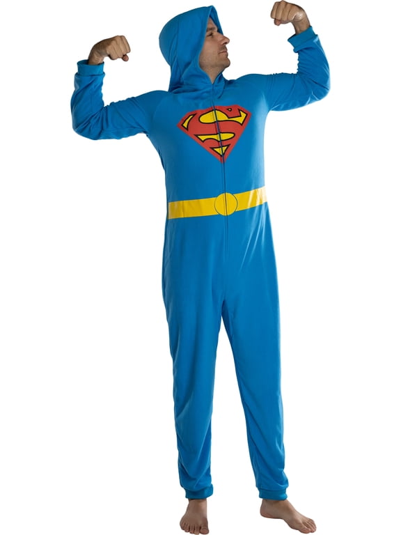 DC Comics Superhero Character Justice League Hooded Fleece Union Suit Footless Pajama for Men Women Kids Toddlers